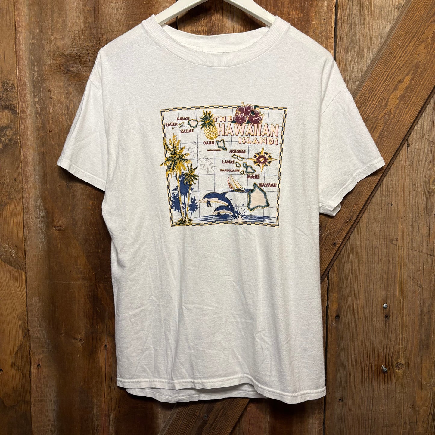 vtg Hawaii Map Tee L