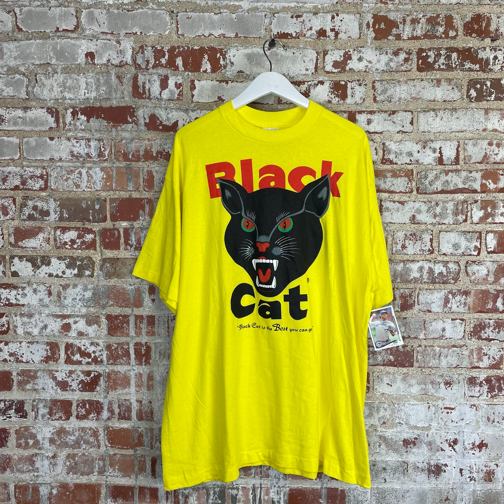vtg Big Face Black Cat XXL