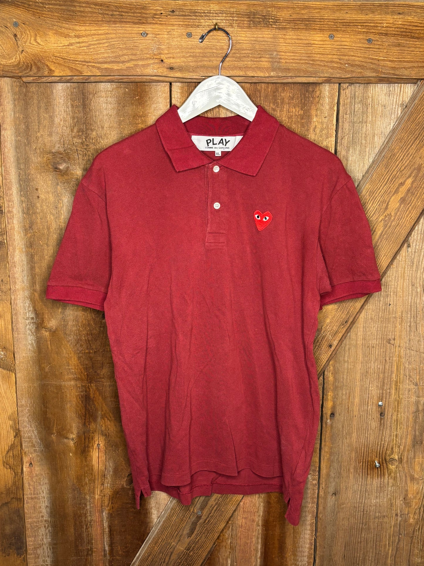 CDG Play Heart Polo Burgundy