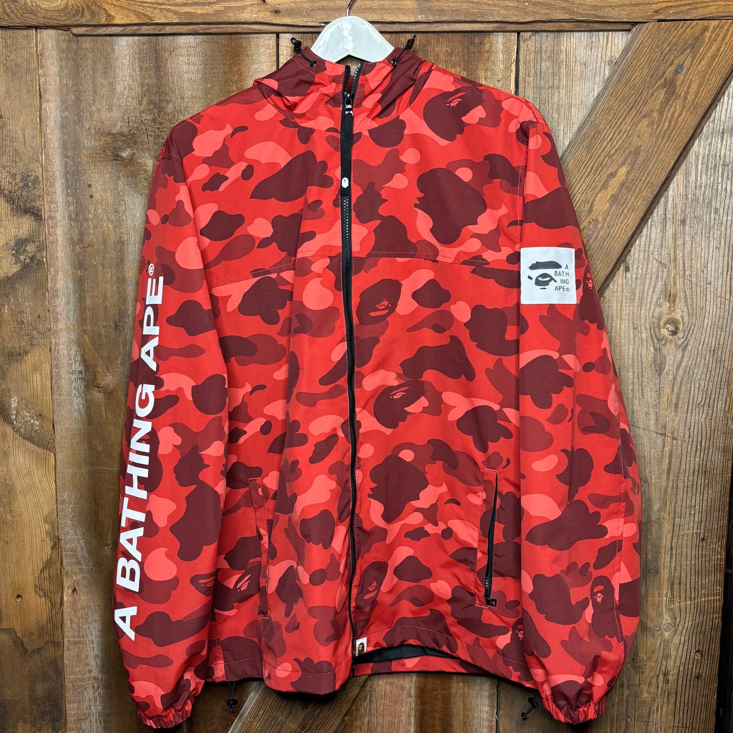 Bape Color Camo Hoodie Jacket Red Used