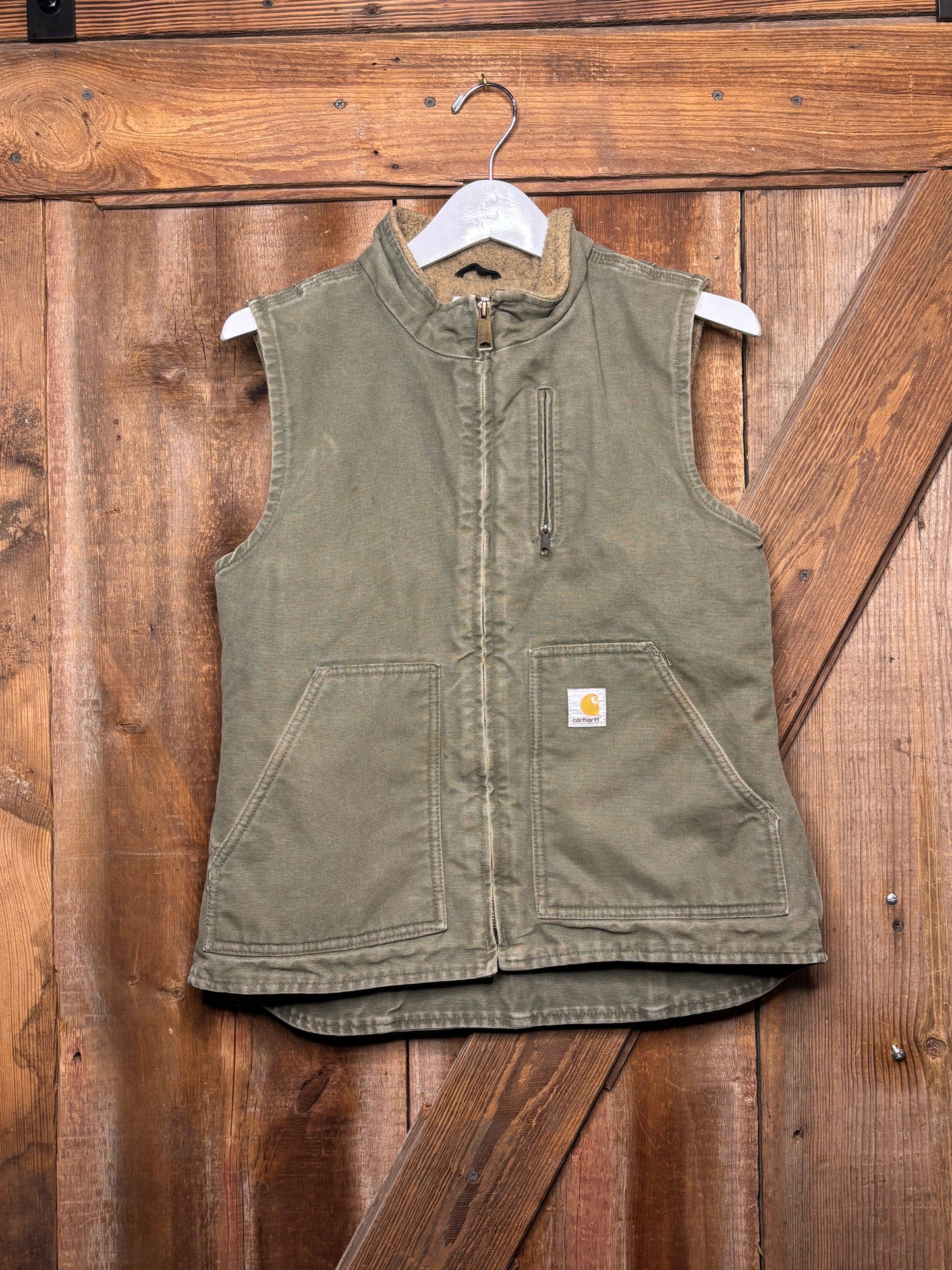 vtg Olive Carhartt Lined Vest