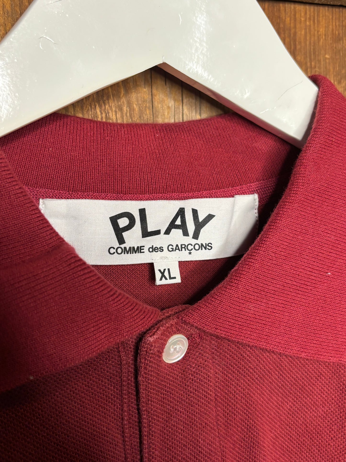 CDG Play Heart Polo Burgundy