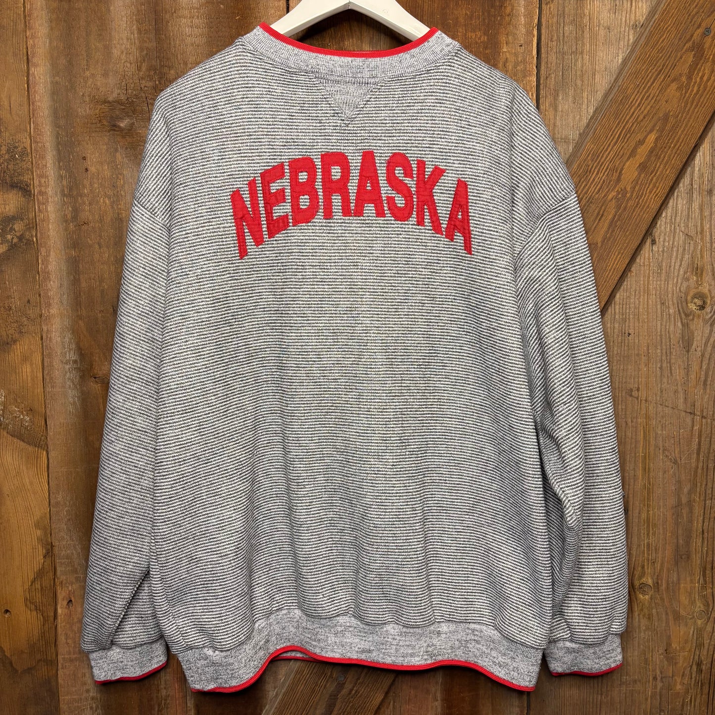 90s Stripped Nebraska Crewneck