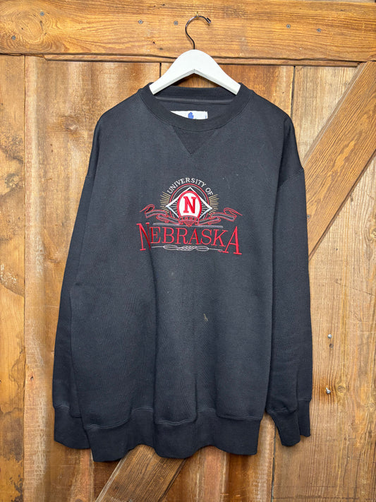 vtg Nebraska Spellout crew