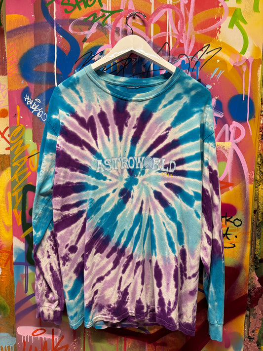 Astroworld Blue Tie-Dye Tour Tee L