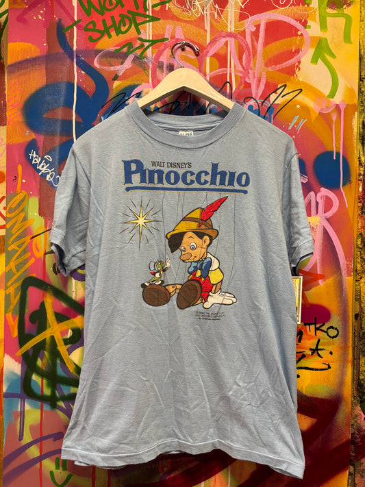 vtg Pinocchio Puff Print Tee L