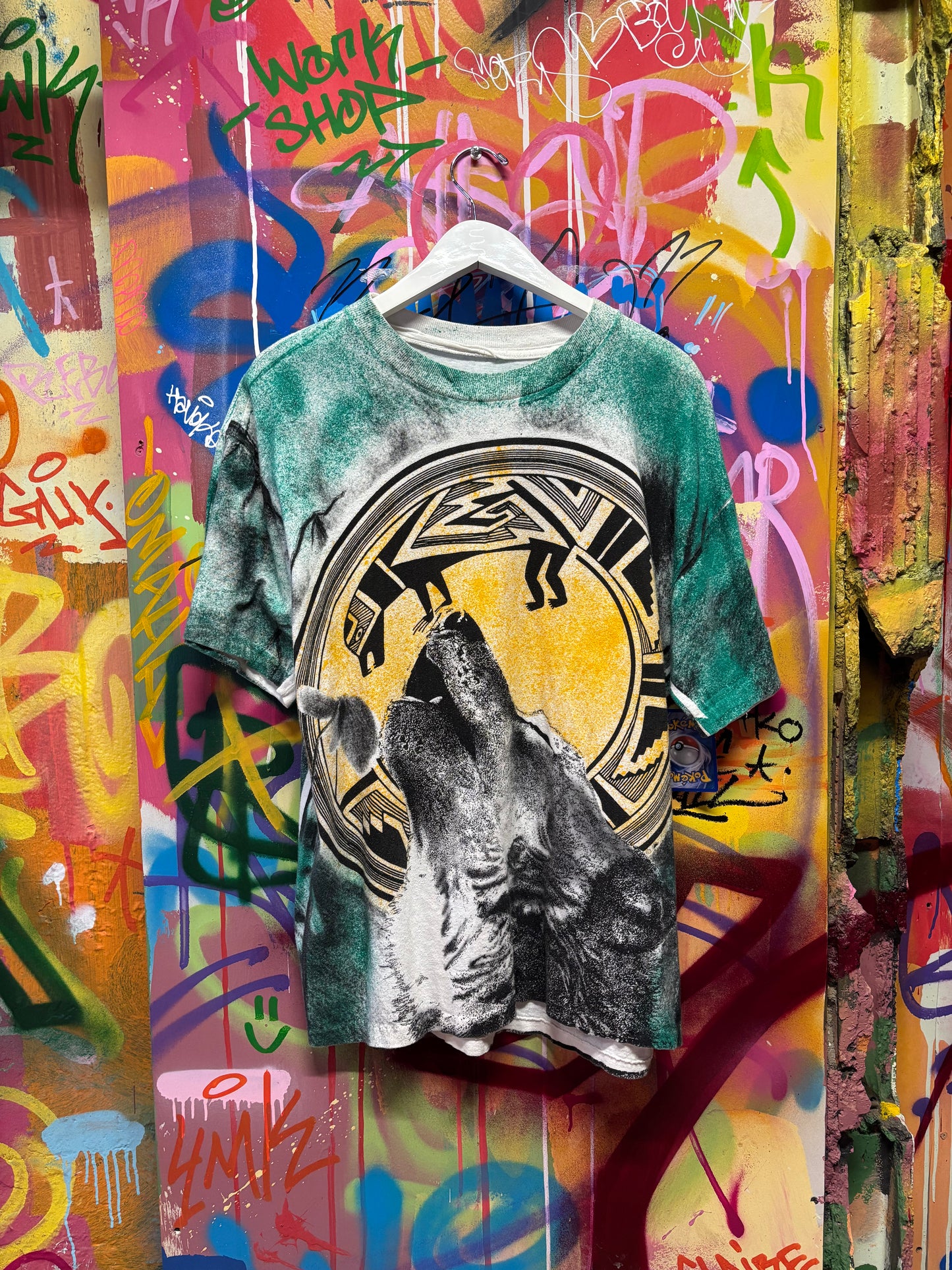 vtg wolf Aztec lizard AOP