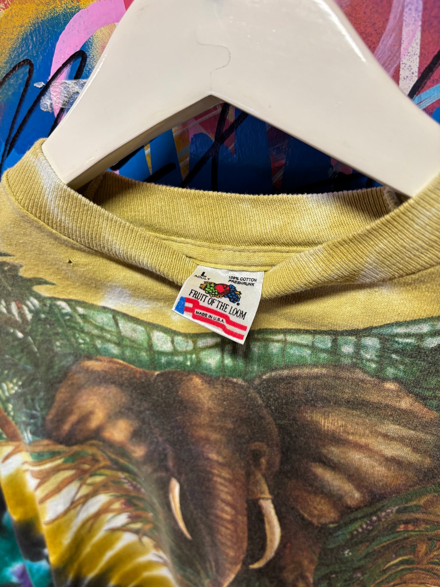 vtg 1990 Liquid Blue Elephant Tee L (fits M)