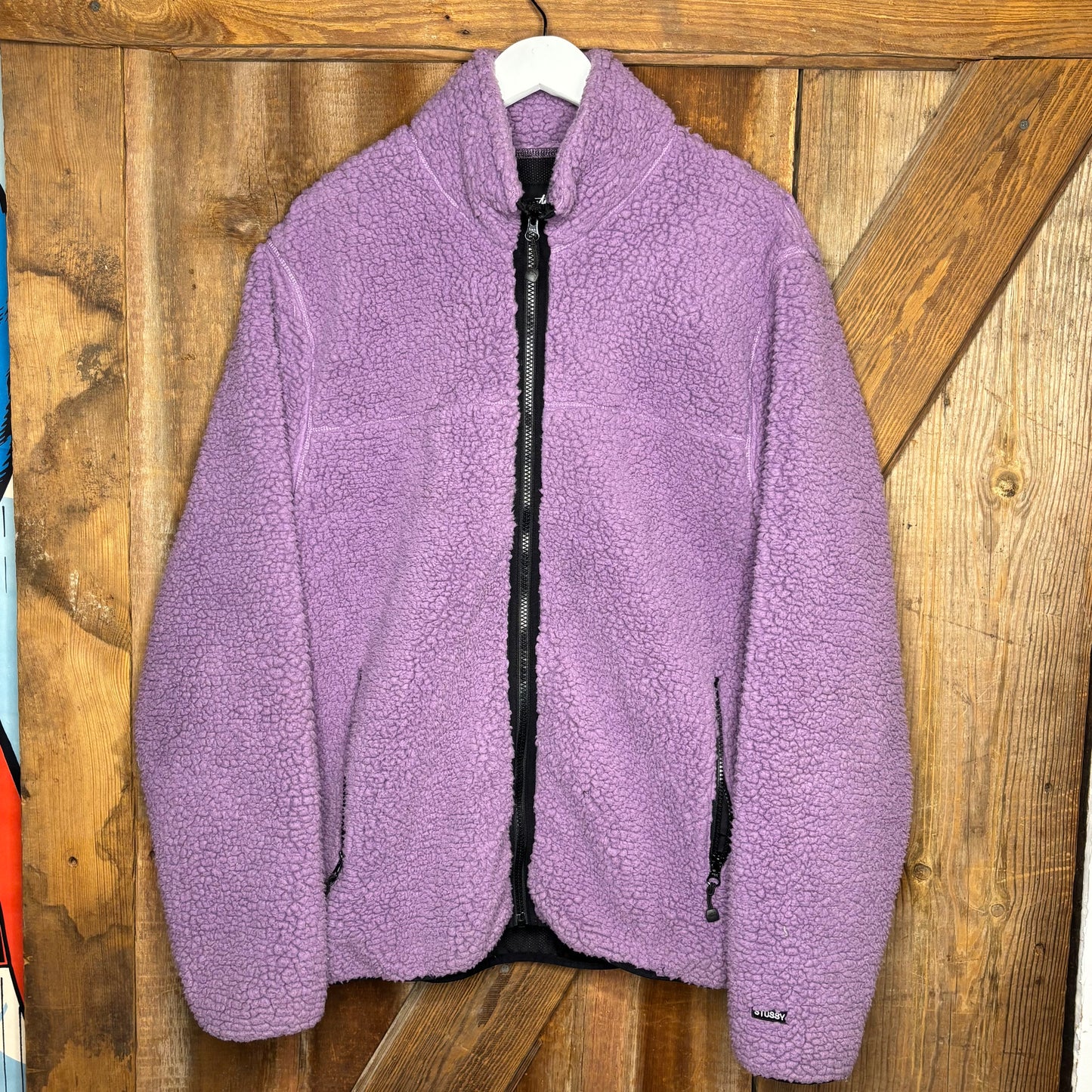 Stussy Deep Pile Fleece Zip Up Purp
