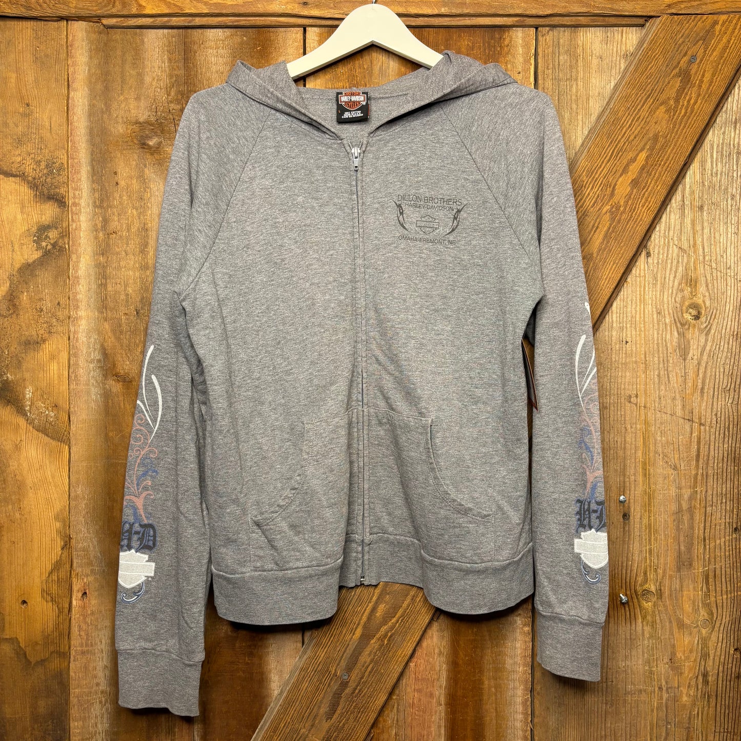 y2k Harley Davidson Zip Hoodie Fleur
