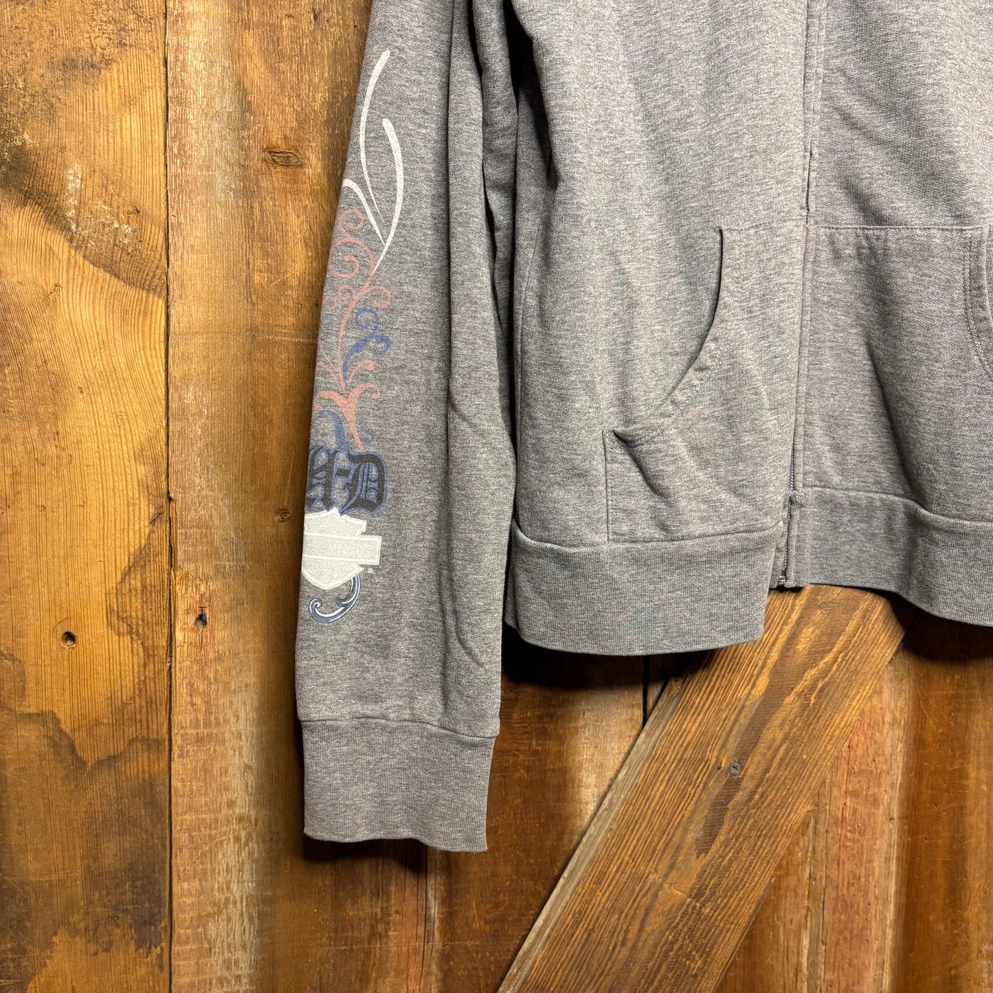 y2k Harley Davidson Zip Hoodie Fleur