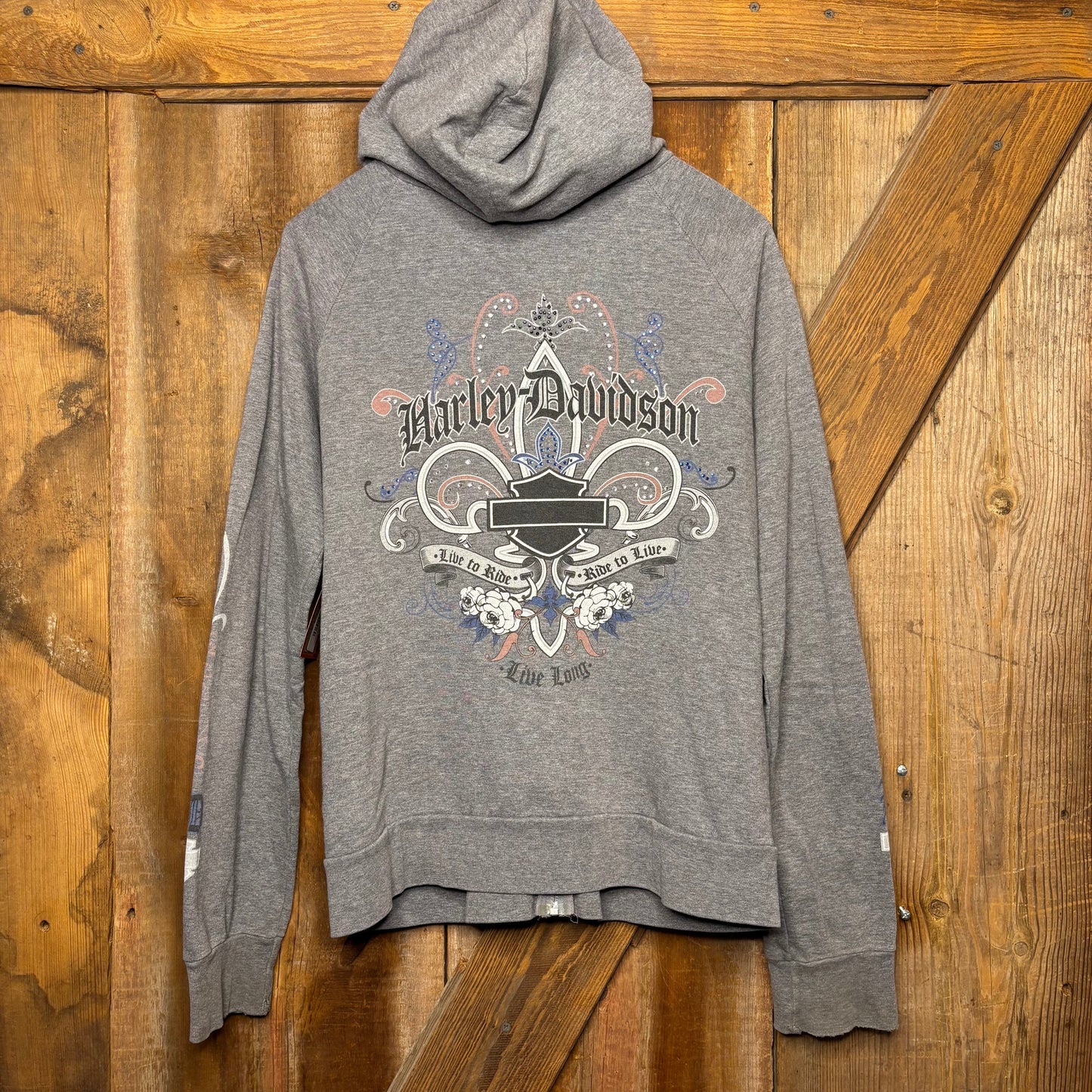 y2k Harley Davidson Zip Hoodie Fleur