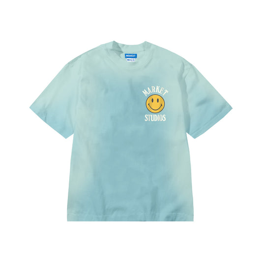 Market SMILEY UPSIDE DOWN LOCKUP T-SHIRT RETRO BLUE